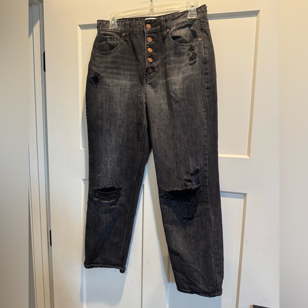 EUC Bohme High Rise Black Jeans with Bronze Button Fly